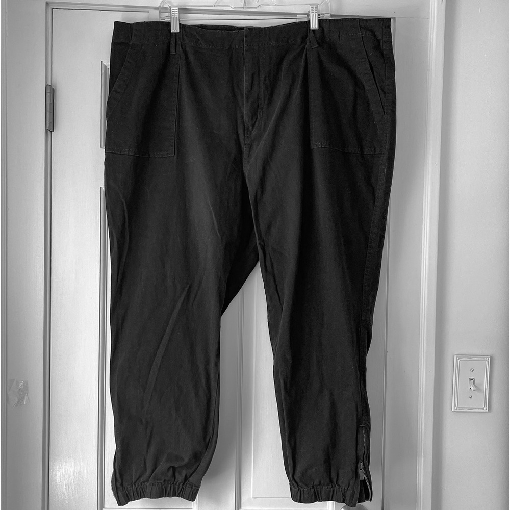 Rachel Roy Plus Size 24W Black Wide Leg Pants with Ankle Zip